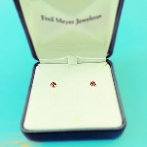 14k Gold Ladybug Stud Earrings